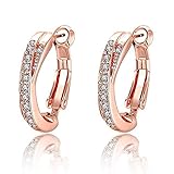 SEniutarm - Pendientes de aro elegantes para mujer, con diamantes de imitación brillantes, joyería de fiesta, joyería de regalo para mujer, diamantes de imitación, oro rosa