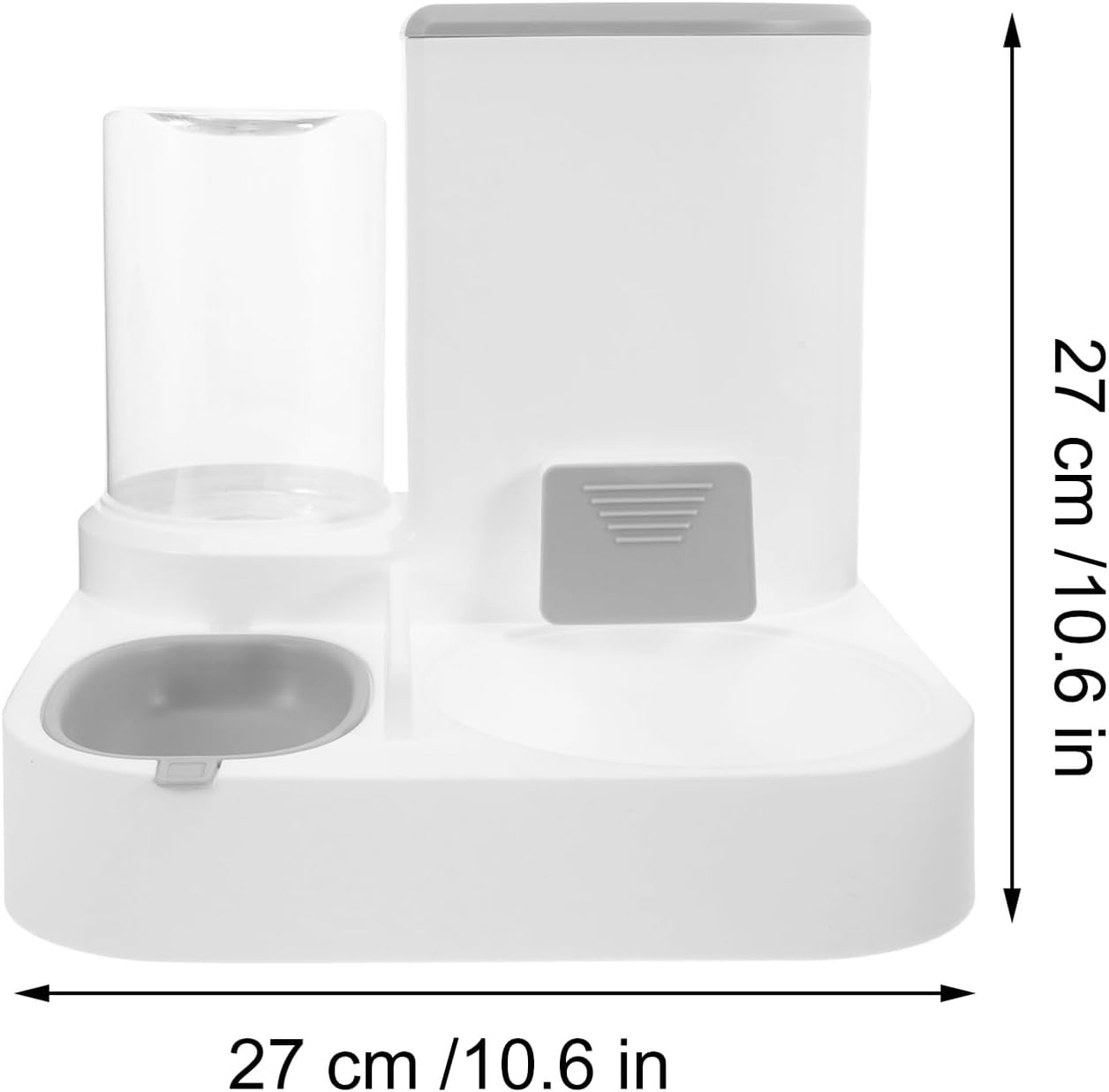 PRETYZOOM Automatic Pet Feeder and Water Dispenser with Dry Wet Separation, Large Capacity Grey Food Bowl for Cats and Dogs, Anti-Skid Puppy Feeder Suitable for Home and Travel