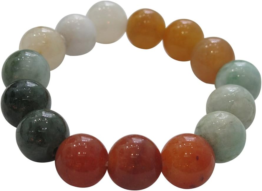 Caratera Unique Natural Five Color Burma Jade Lucky Beads Astrological Reading Bracelet