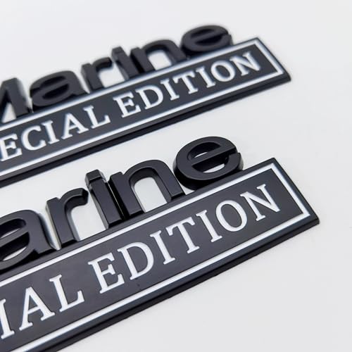 Image of Marine Edition 3D Metal Emblem Car Decals, Special Edition Badge Letters, 2 Pieces (Black /White, Marine)