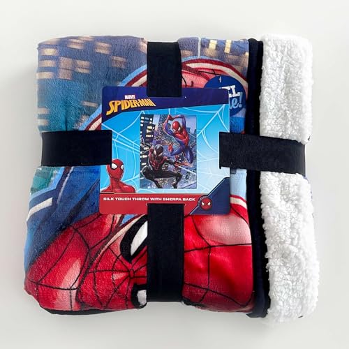 Image of Northwest Marvel Spider-Man Into The Spider-Verse 2 Miles & Peter Silk Touch Lap Throw Blanket 46 inch X 60 inch