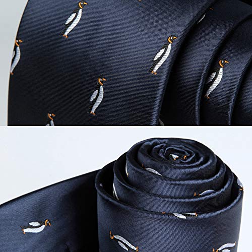 Image of HISDERN Ties for Men Classic Animal Tie and Pocket Square Set Jacquard Woven Silk Neckties Handkerchief Wedding Party
