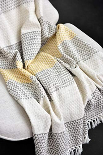 Nielsen Plaid Dana, 150x200 cm, white brown yellow (mustard yellow), patterned, boho, cotton, cosy blanket, couch, sofa, bedspread, picnic blanket, throw
