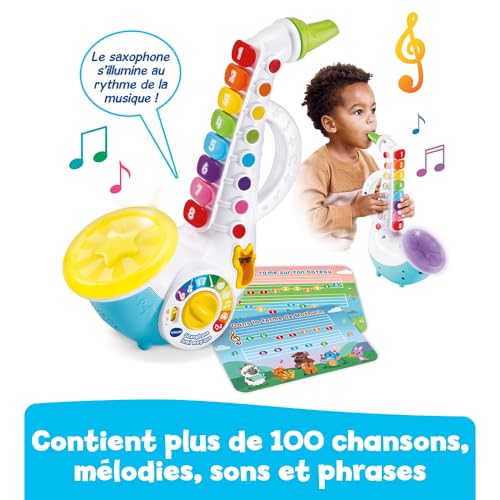 VTech Saxophone Lumi Magique Instrument de Musique Enfant Saxophone Interactif avec Partitions de 4 Comptines Jouet d'Éveil Musical Cadeau Enfant Dès Contenu en Français - vue 7