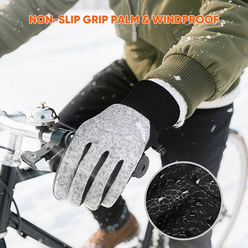 Image of ihuan Winter Waterproof Gloves Cold Weather - Snow Ski Windproof for Men Women, Warm Touchscreen Thermal for Running Cycling