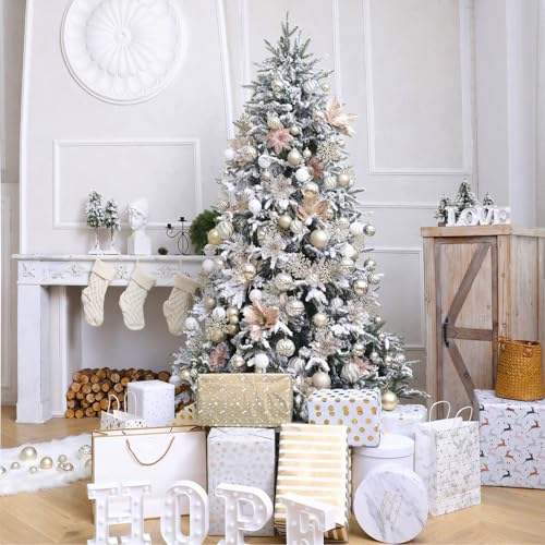 Christmas Balls Ornaments -36pcs Shatterproof Christmas Tree Decorations with Hanging Loop for Xmas Tree Wedding Holiday Party Home Decor,6 Styles in 3 Sizes(Champagne Gold) - image 6