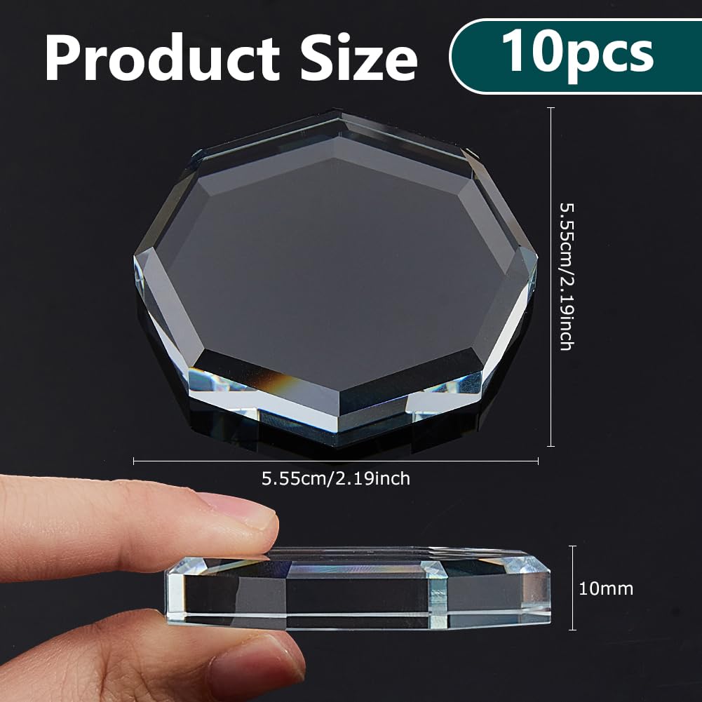 DICOSMETIC 10Pcs Glass Pattern Weights Cloth Sewing Weights 5.55x1cm Small Clear Paper Weight Glass Sewing Accessories for Dressmaking, Pattern Making and Sample Cutting, Octagon - Image 2