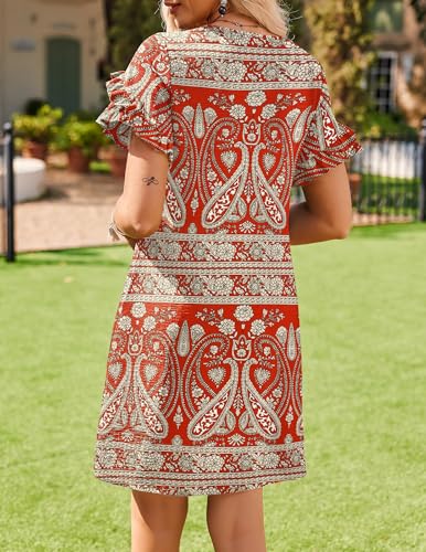 Image of HOTOUCH Womens Summer Dress 2025 Short Sleeve A-Line Mini Dress Casual Crew Neck Shift Dress Beach Sundress with Pockets