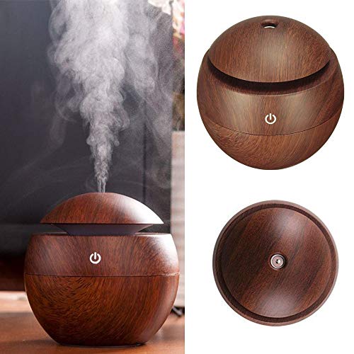 Difusor de Aromas, LED, 7 Cores - Madeira Escura
