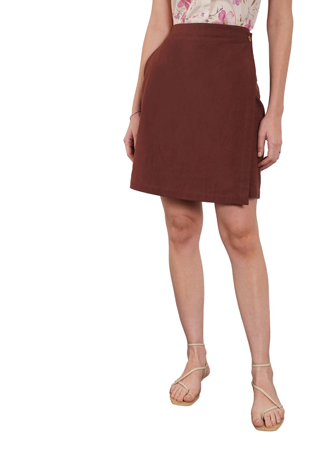 fablestreet Women Casual Skirt | High-Waisted Wrap Front Design with Button Closure & Side Zipper | Lightweight Breathable Striped Cotton Fabric for Street Wear & Travel-picture-37
