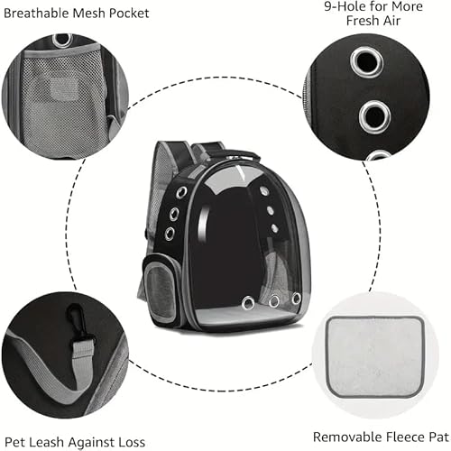 Mochila de Transporte Panorâmica para Cães e Gatos, Design Respirável, Mochila Portátil com Fecho de