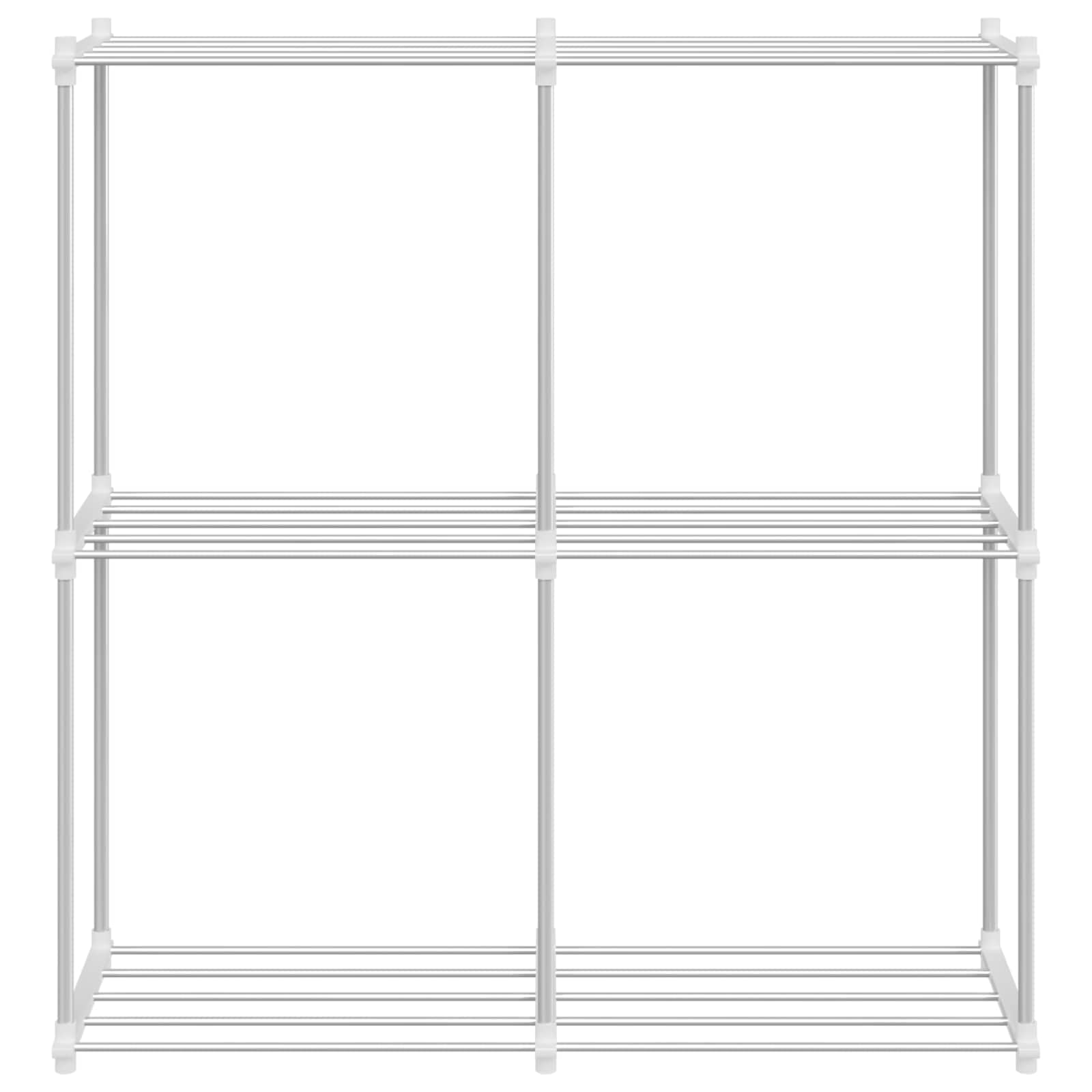 Biały, aluminiowy regał z pojemnikiem, 86 x 27 x 90 cm, stabilny, otwarty system regałów wtykowych, wszechstronne możliwości rozbudowy, do salonu, sypialni, gabinetu, piwnicy, garażu i