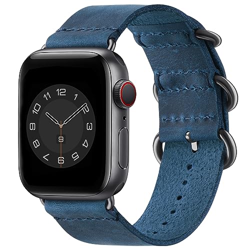 SUNFWR Vintage Leather Band Compatible with Apple Watch Bands for Men