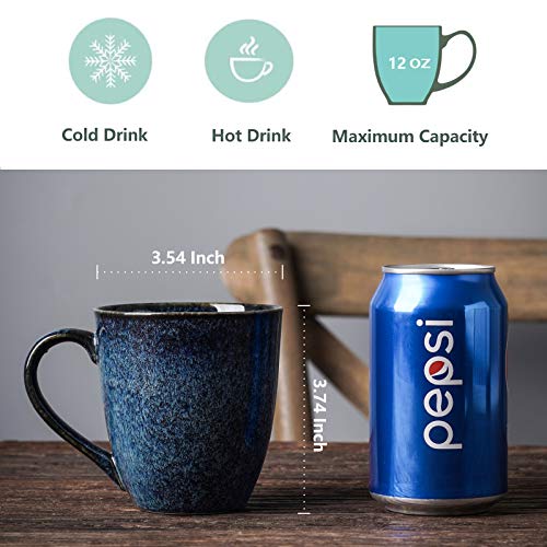 Vicrays Coffee Mug Set, 12 Ounce, Set Of 6, Ceramic Mug For Men, Women, Unique Glazed Mugs With Handle For Coffee, Tea, Milk, Cocoa, Cereal(Blue) #TOP1