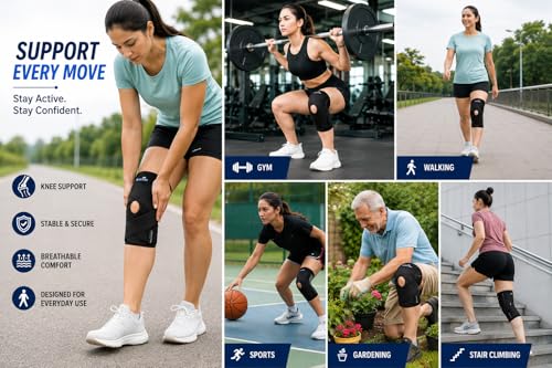 Image of Wonder Care Adjustable Wrap Knee Support Brace, Air Mesh Fabric Knee Brace Cap for Pain Relief, Sports, Arthritis, Running Protection [Black] (1, 3XL)