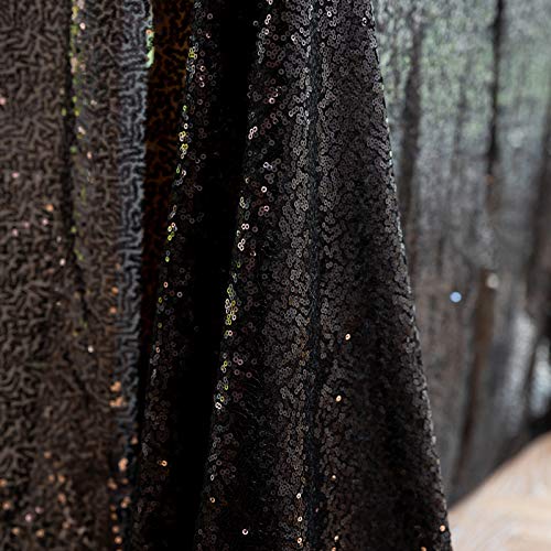 HMQIANG Black 90x132 inch Sequin Tablecloth Fit for 6ft Tables Glitter Table Cloth Shiny Overlay for Halloween Christmas Party Table Décor by HMQIANG - Used condition - Image 5