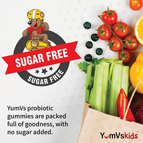 Probiotic Zero Gummies For Kids By Yumvs | Sugar Free Supplement For Children | Digestive And Immune System Support | Natural Raspberry Flavor - 60 Count #TOP5