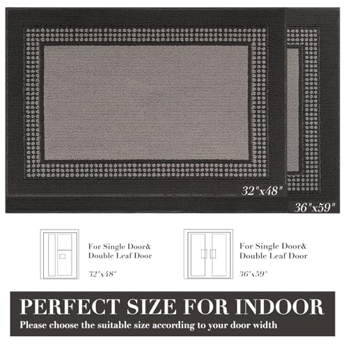 hicorfe Indoor Door Mat,36"x59"Non Slip Absorbent Front Doormat,Mud Trapper Washable Inside Entryway Rug,Low-Profile Floor Mats Rubber Backing Welcome Entrance Rug,Dark Grey by hicorfe - Image 4