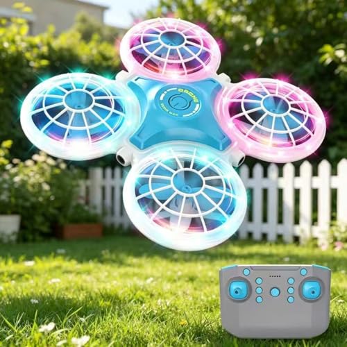 YGVQN Mini Dron para Niños con Mando a Distancia, Juguete Avión con Luces LED y Giro 360°,3 Velocidades & Despegue con Un Botón,Drone Interior y Exterior,Regalo Ideal para Niños y Niñas de 6 a 10 Años