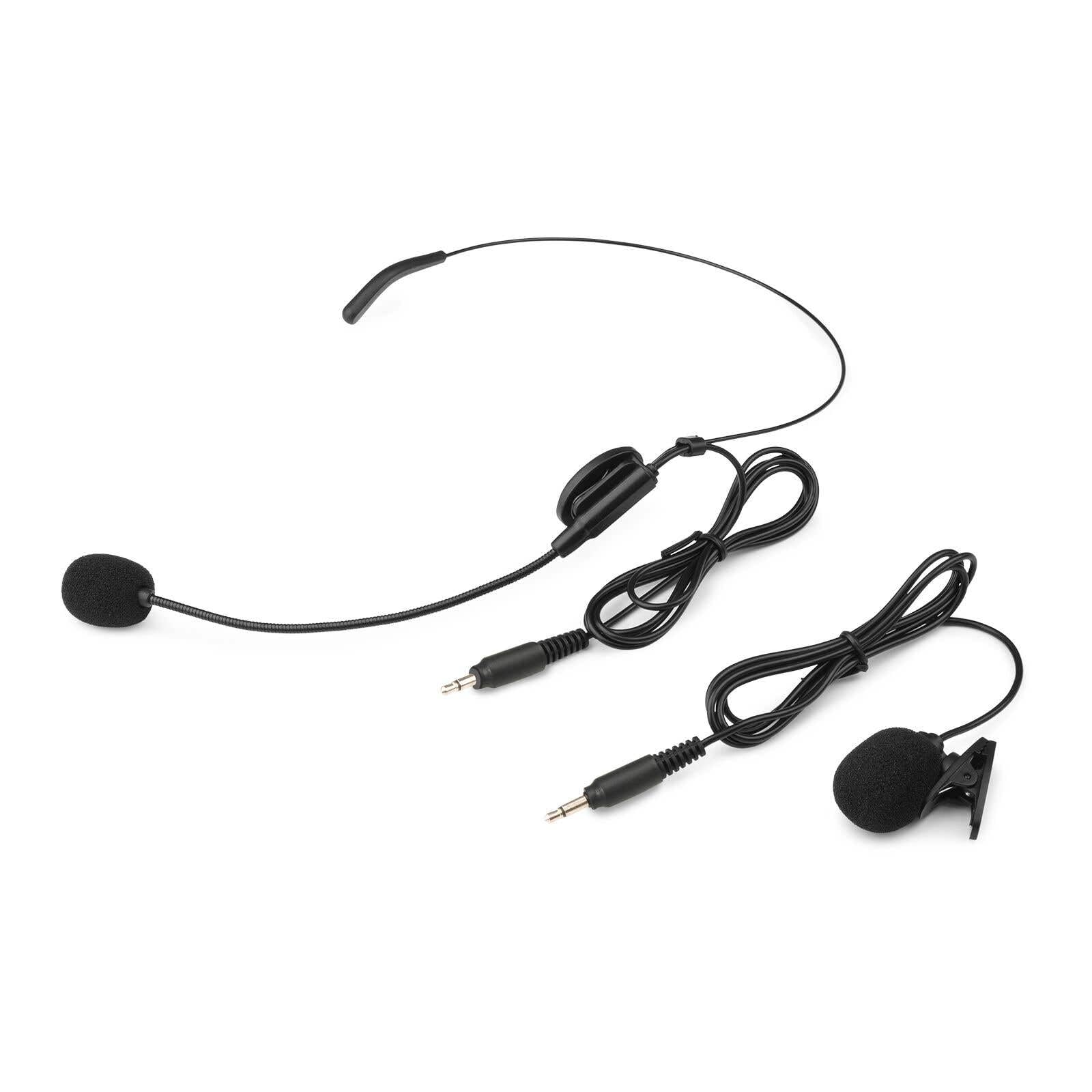 VONYX WM55B Ensemble Microphone sans Fil UHF avec Émetteur BodyPack - Micro Cravate, Micro Casque, Récepteur sans Fil Jack 6,35 mm, 10 Canaux, Idéal pour Les Plateaux TV, Productions, Animateurs