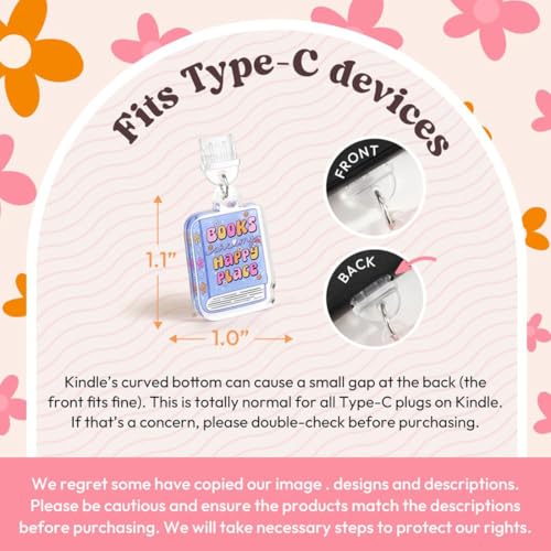 KIRZAX 9 Piezas Tapones Antipolvo para Kindle, Puerto Type-C | Colgantes de diversión para Kindle, Regalo Festivo para Lectores, compatible con Kindle Paperwhite 2024 & Dispositivos - imagen 2