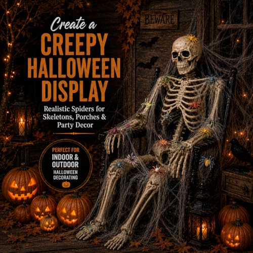 JOKFEICE Spinne Spielzeug 12 Stück realistische Spinnenfiguren Bunte Tarantel Figuren für Halloween Dekor, frühes pädagogisches Spielzeug, Geburtstagsparty, Kuchenaufsatz für Kinder