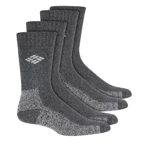 Columbia Mens 4 Pack Cushioned Crew Socks Black 6-12