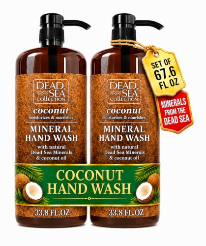 Image of Dead Sea Collection Hand Soap Pump Coconut - Hand Wash Liquid with Dead Sea Minerals and Coconut Oil - All Skin Types Moisturizing & Nourishing - Pack of 2 (33.8 Fl Oz Each) - 67.6 Fl Oz