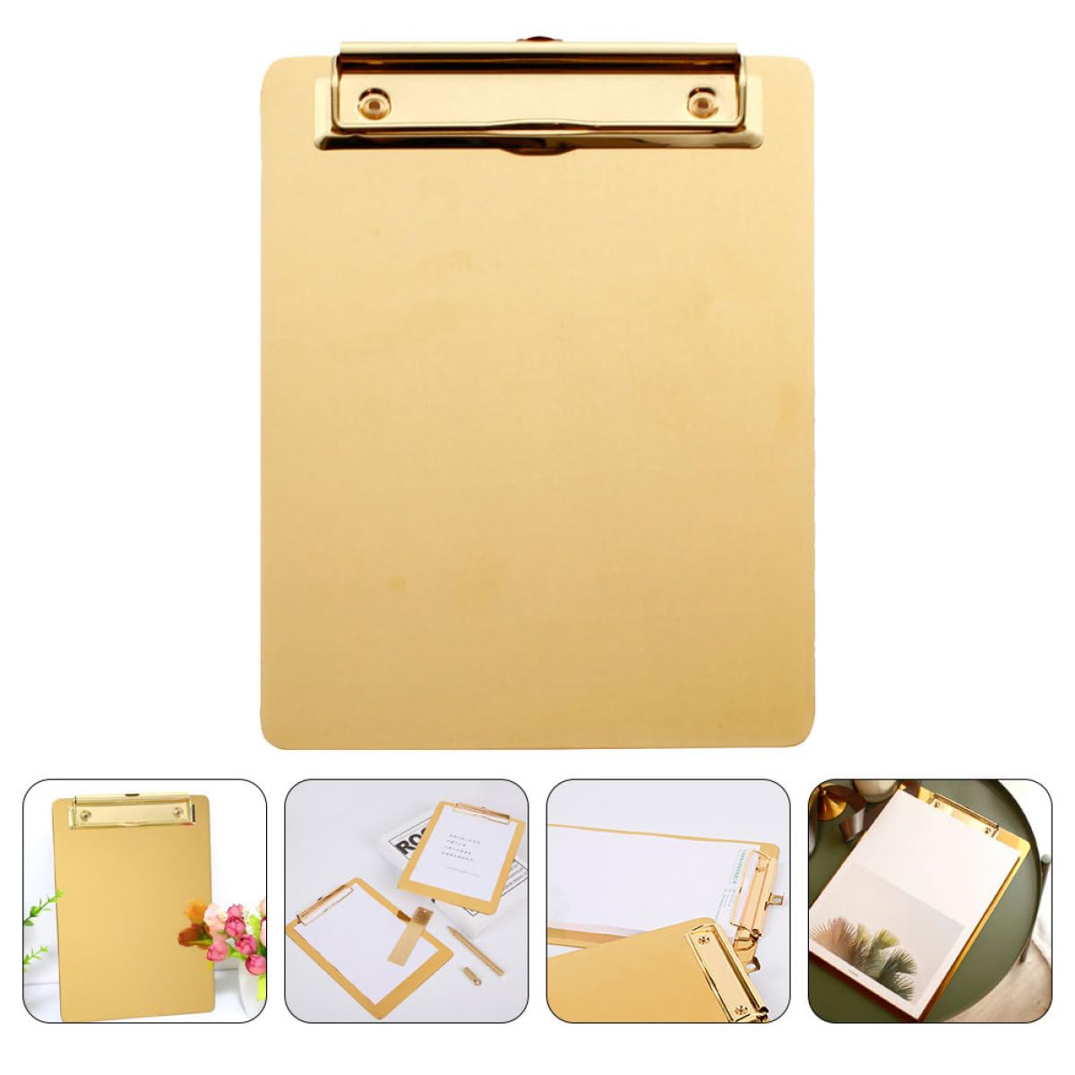 2 Stück A5 Klemmbrett aus Edelstahl in Gold mit Sicherer Papierbefestigung und Elegantem Design für Büroorganisation und Dokumentenablage