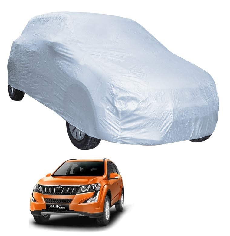 Image of Auto Hub Car Cover Compatible with Mahindra XUV 500 with Weather Proof, Triple Stitched, XUV 500 Car Cover- Plain Silver