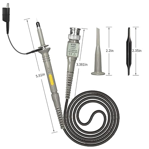 S.Fine Oszilloskop-Tastkopf P6100 Set – Universeller 100MHz 1X/10X Tastkopf mit Adapter für FNIRSI TC4 TC3 DSO152 DSO153 Oszilloskope