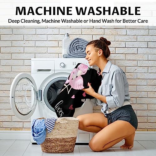 Personalized Flamingo Blanket Gifts with Name - 30x40 Inches Cute Throw for Women & Girls - Black Soft Fuzzy Blankets for Couch & Office
