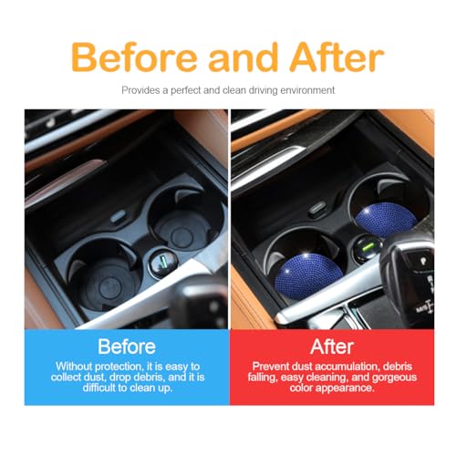 Image of Osilly Bling Car Cup Holder Coaster, 2 Pack Crystal Rhinestone Anti-Slip Insert Coasters, Universal 2.75 Inch Fashion Automotive Cup Mat, Car Interior Accessories Decor Gifts for Women (Dark Blue)