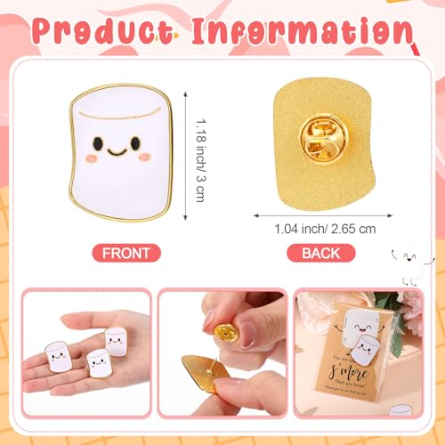 Image of Zeyune Employee Appreciation Gifts Thank You Marshmallow Lapel Pins Cards with Opp Bags Inspiration Team Thank You Pin for Coworkers Staff Teacher Office