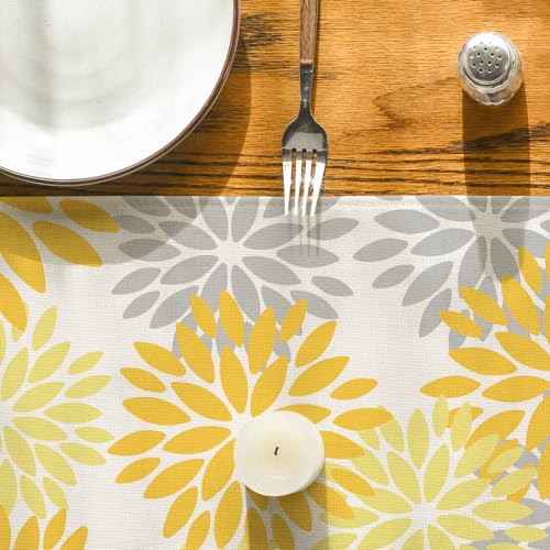 Artoid Mode TABLERUNNER-SUMMER-33183-112YE Yellow Dahlia Floral Pinnata Summer Table Runner thumb #6