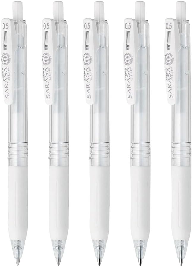 Zebra Gel Ballpoint Pen Sarasa Clip 0.5mm, Milk White, Set of 5 P-JJ15-MW5-AZ