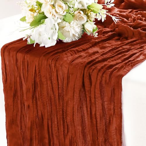 Terracotta-Table-Runners-35x120-Inch-Cheesecloth-Table-Runner-for-Party-Birthday-Wedding-Bridal-Baby-Shower-Decorations-10ft-Inches-Farmhouse-Boho-Gauze-Sheer-Cheese-Cloth-Table-Runners Terracotta Table Runners 35×120 Inch Cheesecloth Table Runner for Party Birthday Wedding Bridal Baby Shower Decorations 10ft Inches Farmhouse Boho Gauze Sheer Cheese Cloth Table Runners