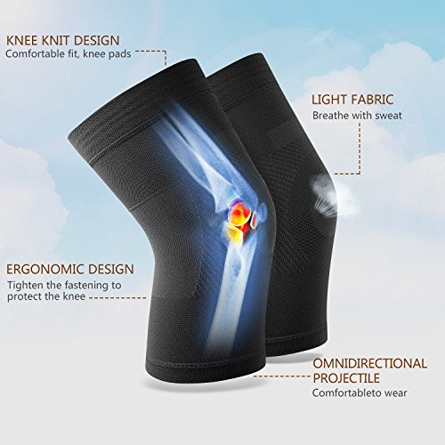 Image of Knee Sleeves, 1 Pair, Could Be Worn Under Pants, Lightweight Knee Compression Sleeves for Men Women, Knee Brace Support for Joint Pain Relief, Arthritis, ACL, MCL, Sports, Injury Recovery, Black XXL