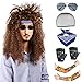 Beelittle 80s Heavy Metal Rock da uomo Parrucca Punk Disco Costume di Halloween Accessori Kit per uomo (A)