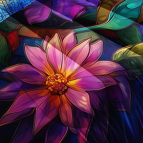Image of AILONEN Dragonfly Comforter Set Full Size for Girls Women,Bohemian Flower Bedding Set 3Pcs for Bedroom Decor,Stained Glass Artistic Quilt with 2 Pillowcases