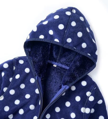 Image of Boys Girls Polar Fleece Jacket with Hood Toddler Coat 2-12 Years | Soft Full Sherpa Fleece Lining, Anti-Pilling, Mid-Weight, Easy Zip-Up, Hooded Design, Hand-Warm Pockets, Elastic Cuffs & Hem