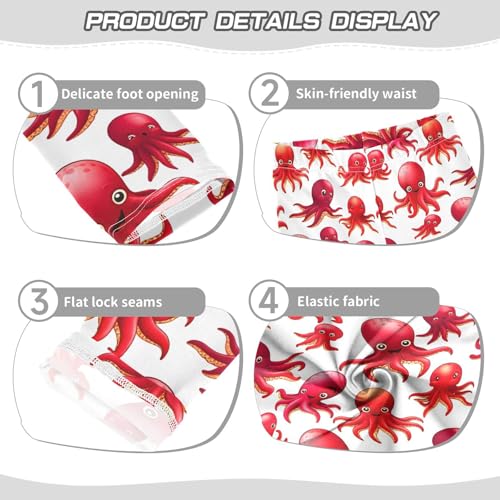 Girls Leggings Size 4T Cartoon Octopus Red Soft Stretchy Pants Breathable Girl Clothes for Workout Dance3