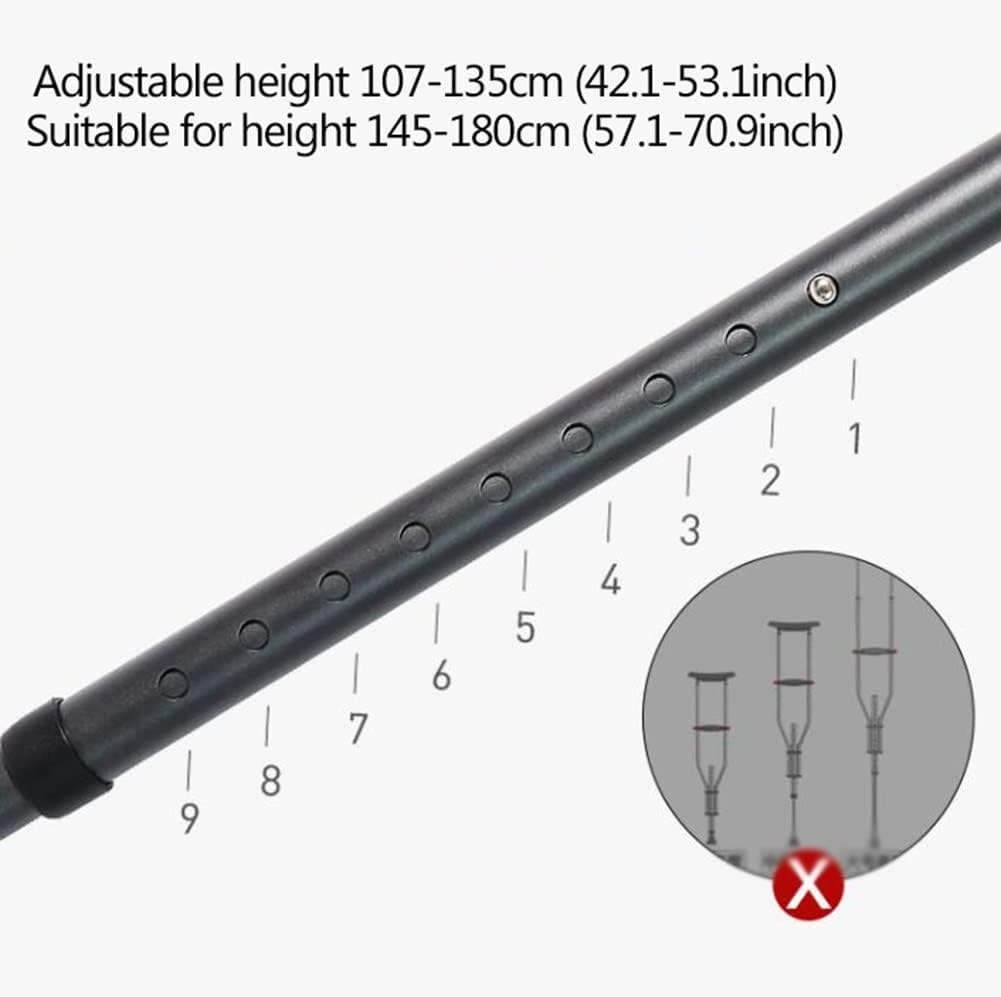 Crutches Ergonomic F-Shaped Underarm, Aluminum, Folding Walking for Adults and Youth, 1 Pair