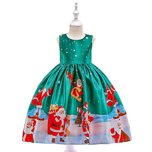 EDtara - Vestido de Navidad para niña, diseño de Copo de Nieve, Sd037c-green, 140 cm