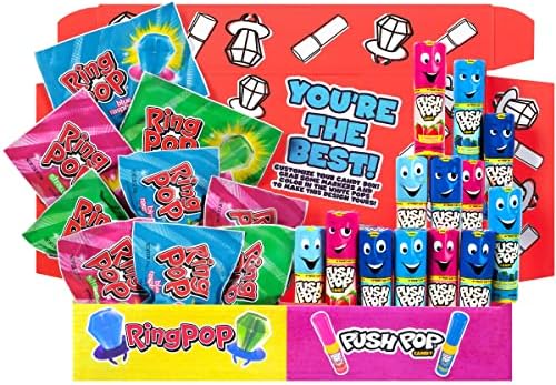 Ring Pop Push Pop 30 Count Candy Box - Assorted Back To School Fruity Lollipop Gift Box - Fun Back To School Candy for School Treats & College Care Packages