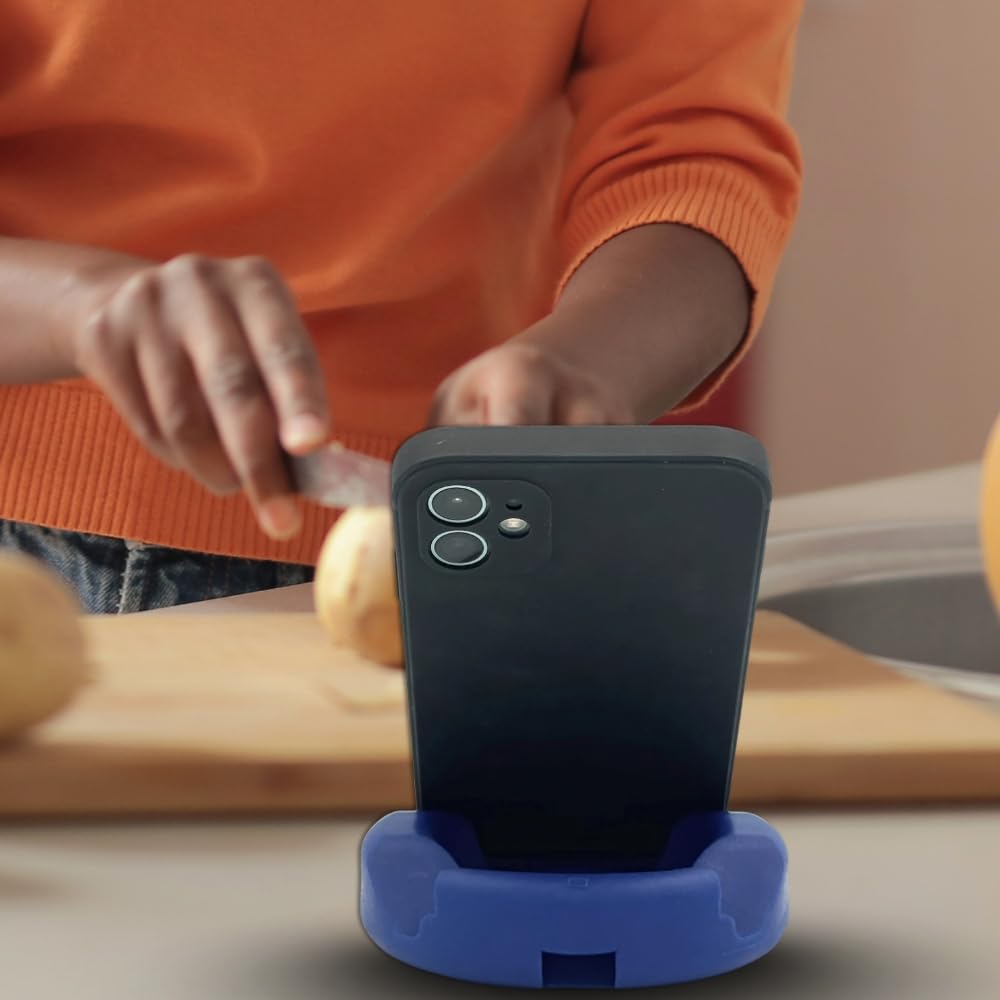GoDonut Soporte para teléfono de Escritorio Plus - Avión de Viaje portátil, Accesorios de Oficina en el hogar - con Acceso al Puerto de Carga - Compatible con iPhone, iPad, Switch y Tableta - Negro
