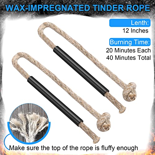 Terdemor Fire Starter For Campfires, The Professional Survival Kits Including A 5" Ferro Rod And Two 12" Nature Dry Tinder Wax Impregnated Hemp Rope #TOP5
