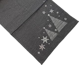 khevga Modern embroidered Christmas table runner in grey