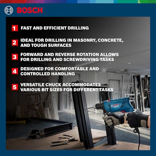 BOSCH GSB 600 Corded Electric Impact Drill | 600 W Motor | Speed upto 3000 RPM | Rated Torque of 1.4 Nm | Impact rate upto 48000 BPM | Double Insulation | 1 Year Warranty (Image - 3)