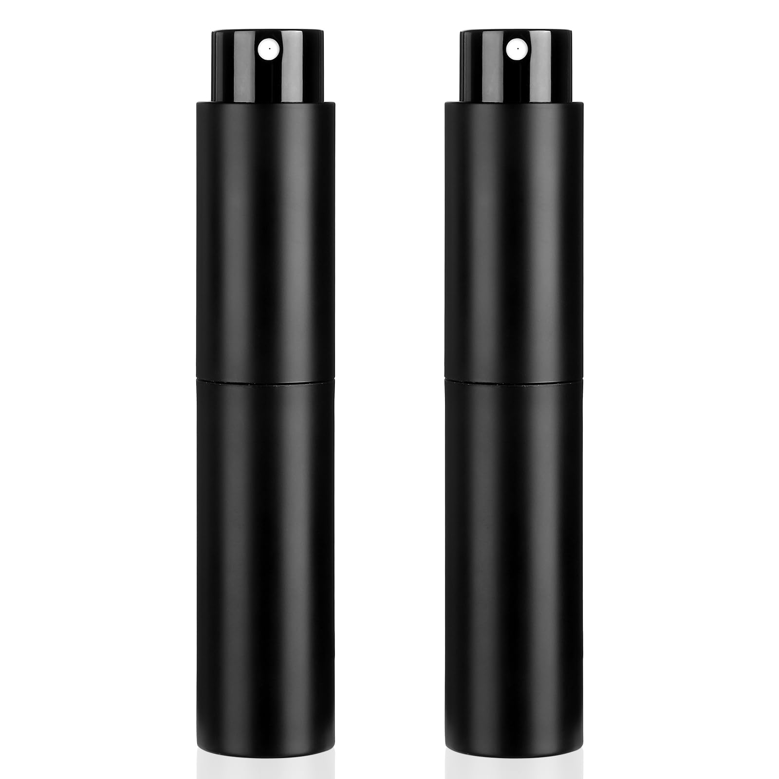 Gjinxi2Pcs Travel Perfume Atomizer Refillable, 10ml Mini Empty Cologne Dispenser, Small Travel Portable Sprayer (Black)